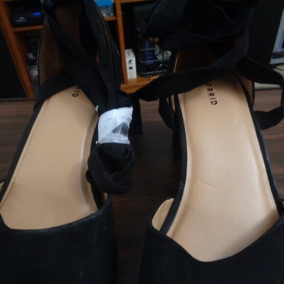 Torrid All Over Raffia Platform Heel Black Sz 13 WW - Picture 5 of 8